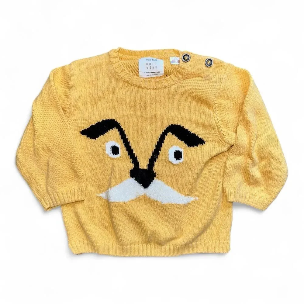 Zara Yellow Sweater Cozy Knit Design Size 9-12 Months